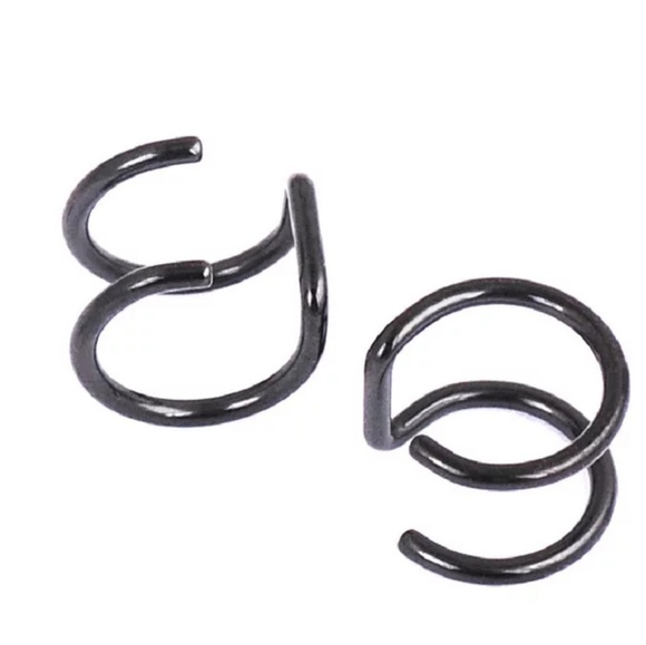 Pair of Double Ear Cuff Clip Earnings Silver Color - Picture 5 of 7